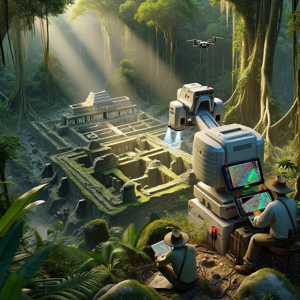 DALL·E 2024 01 05 17.03.37 A realistic depiction of archaeologists discovering a previously unknown Maya city named Ocomtun located in the Balamku ecological reserve. The scene